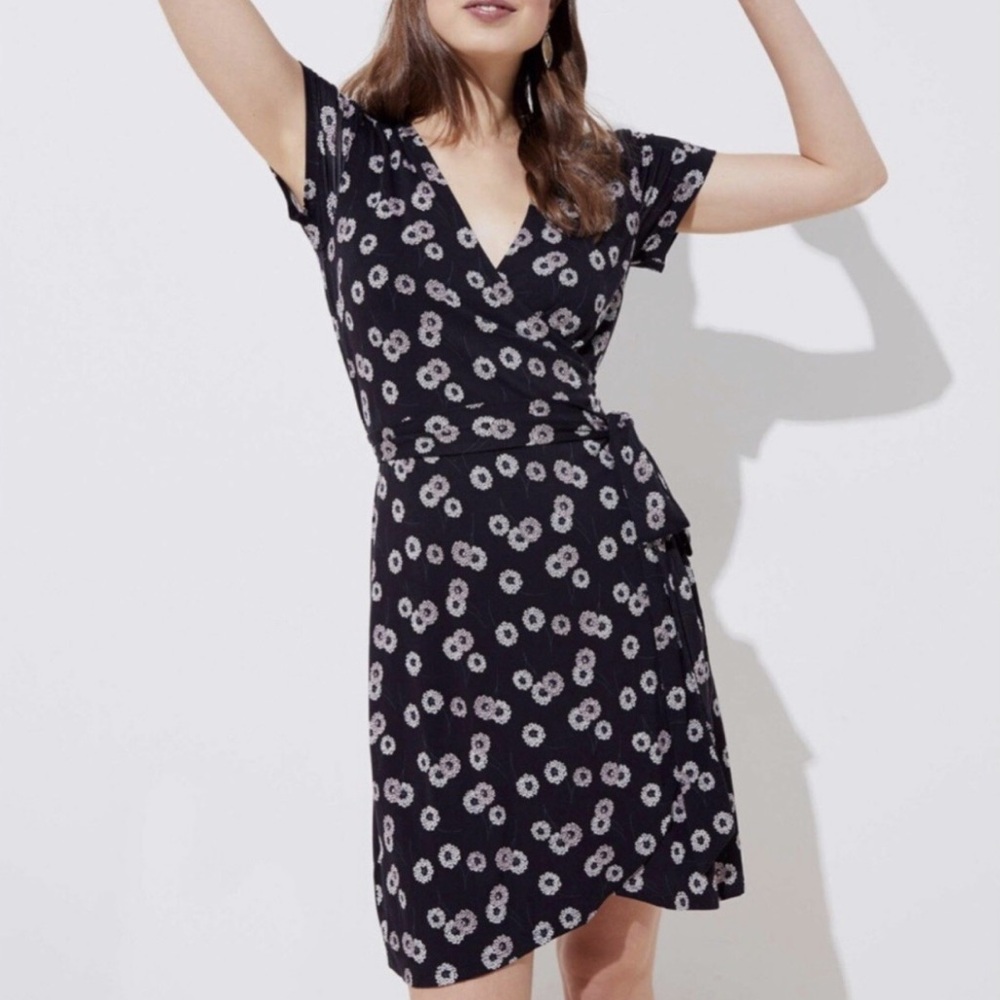 NWT Loft Vine Knit Wrap Tie Floral Dress
